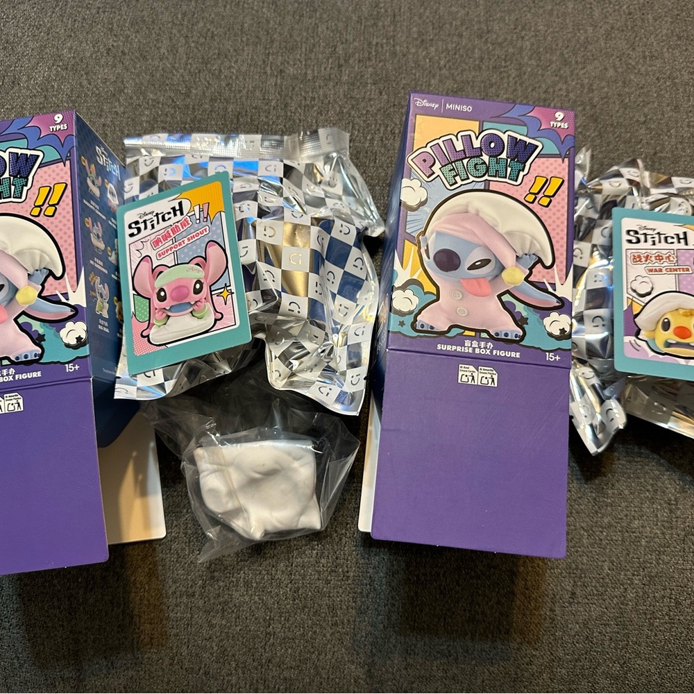 Miniso Pillow Fight Stitch Confirmed Blind Box Lot Support Shout War Center